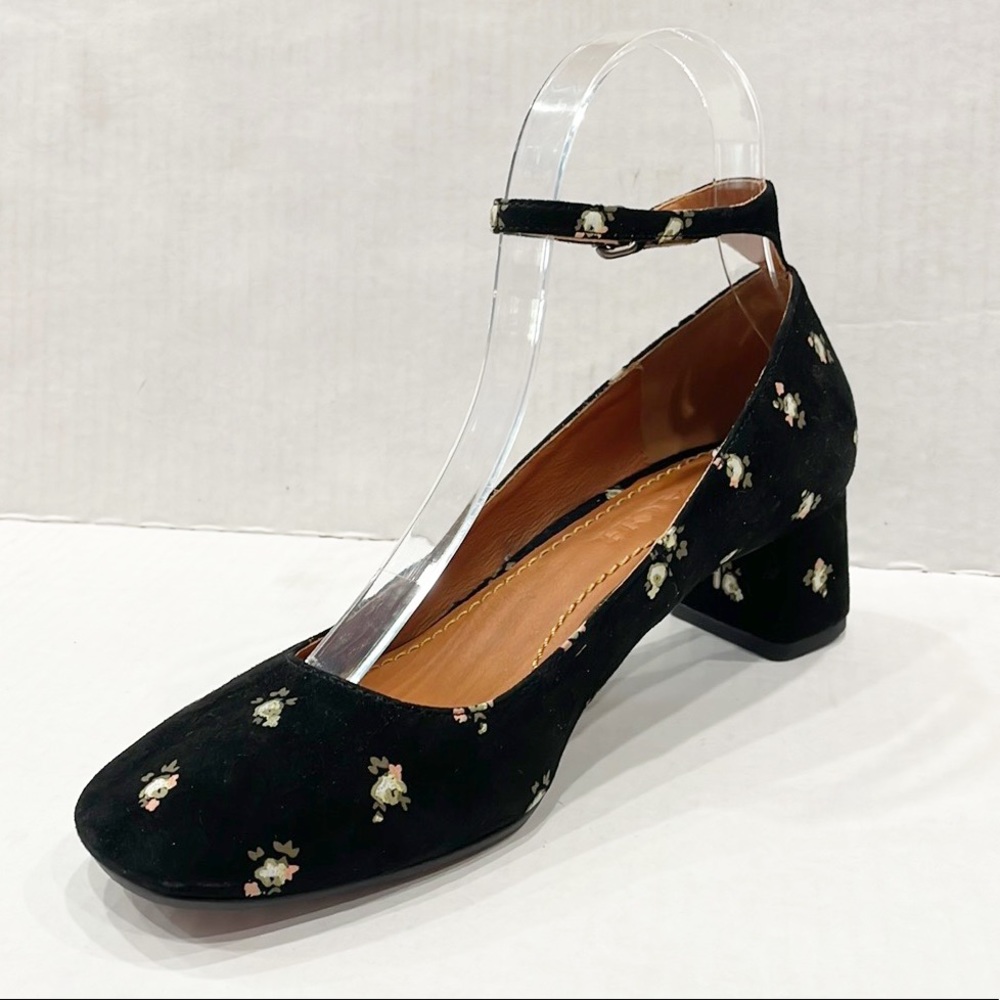 Coach Women’s 45mm Ankle Strap Pump Prairie Print Black Sz 6B (M)